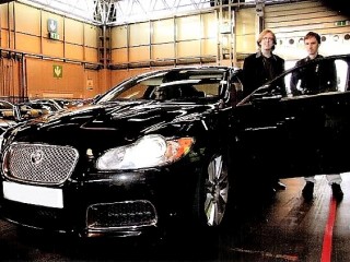 Our man Skelton with Jonathan Sellars and a Jaguar XFR.